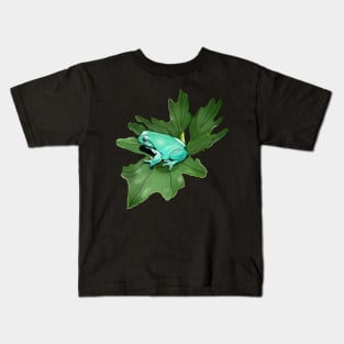 White's Treefrog on Philodendron Leaf Kids T-Shirt